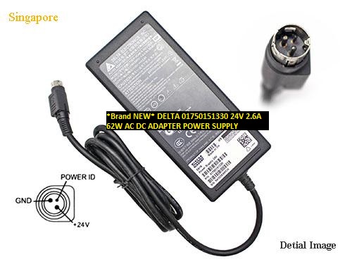 *Brand NEW* DELTA 24V 2.6A 01750151330 62W AC DC ADAPTER POWER SUPPLY